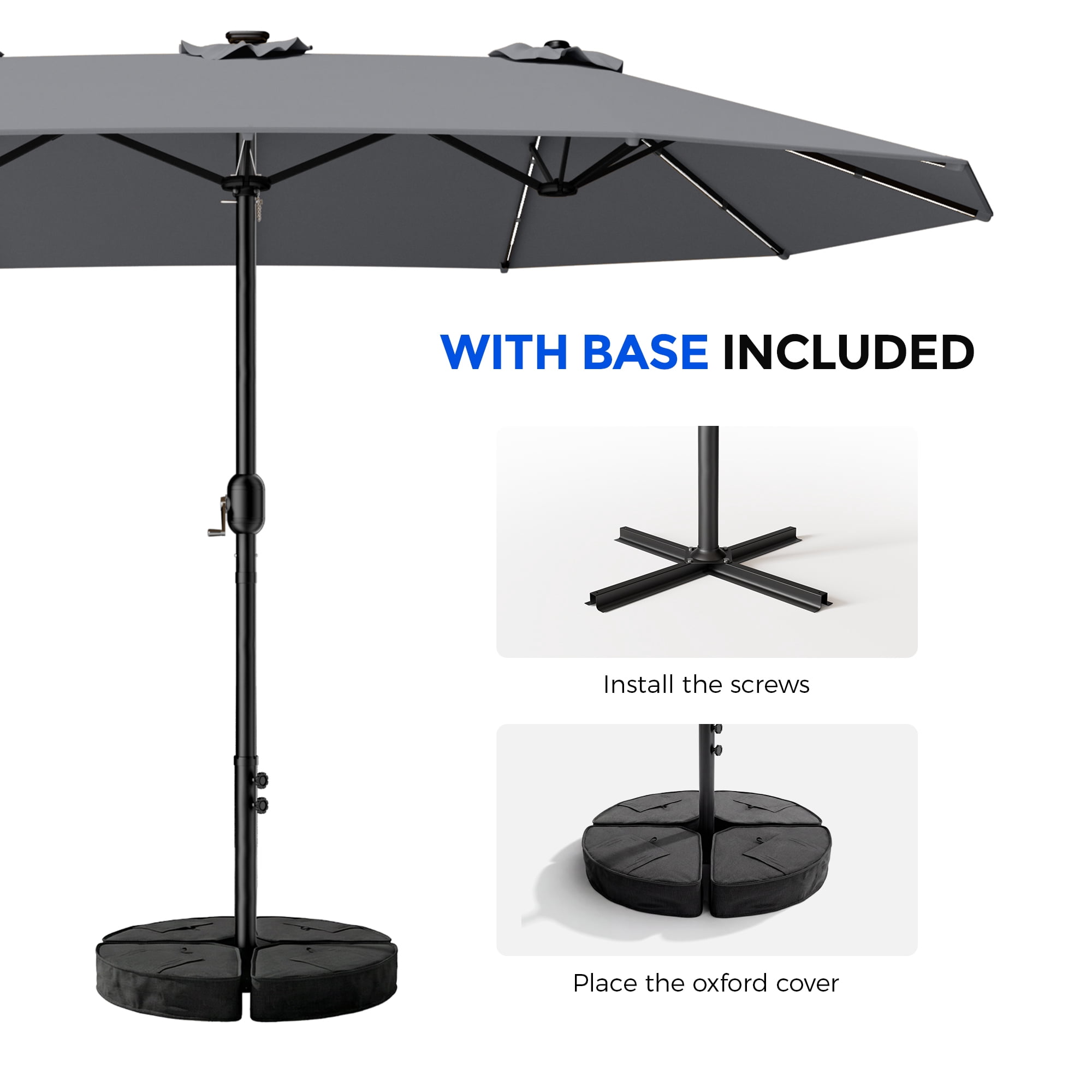 amazon patio umbrella and base US Weight 80 lb Free Standing Bronze Made from durable HDPE JEAREY 9FT Outdoor Patio Umbrella