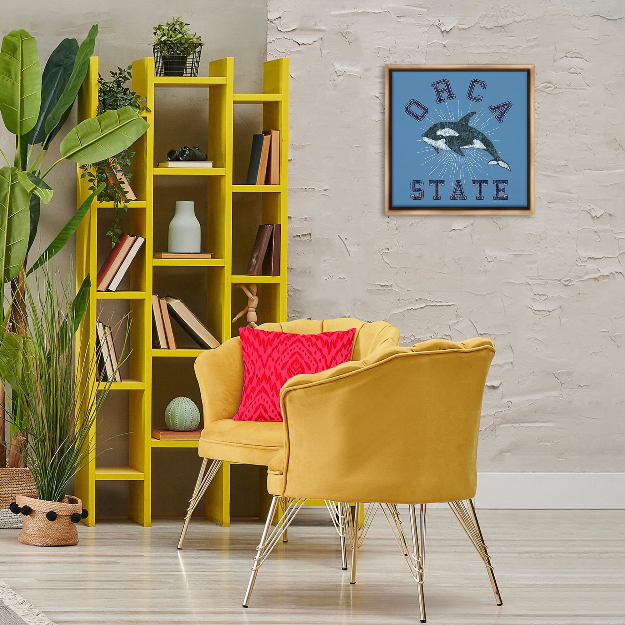 Stupell Industries Vintage Orca State Animals Painting Brown Floater Framed Canvas Art Print Wall Art, 18 x 18