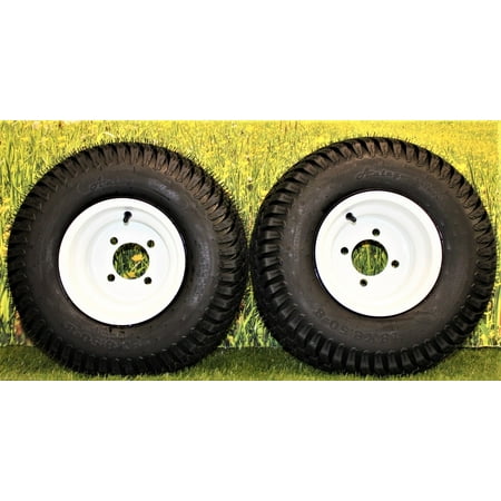 Antego 18x8.50-8 Turf Tires on 8x7 White Steel Wheels Compatible with Golf Carts (Set of 2)