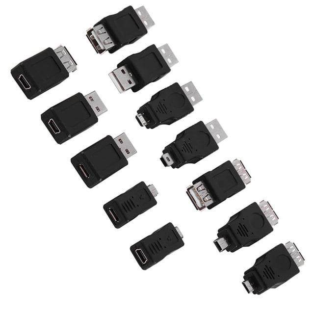 Pack Of 12 Pcs Mini USB Adapter, USB2.0 Adapter, Black For Usb1.1/1.0
