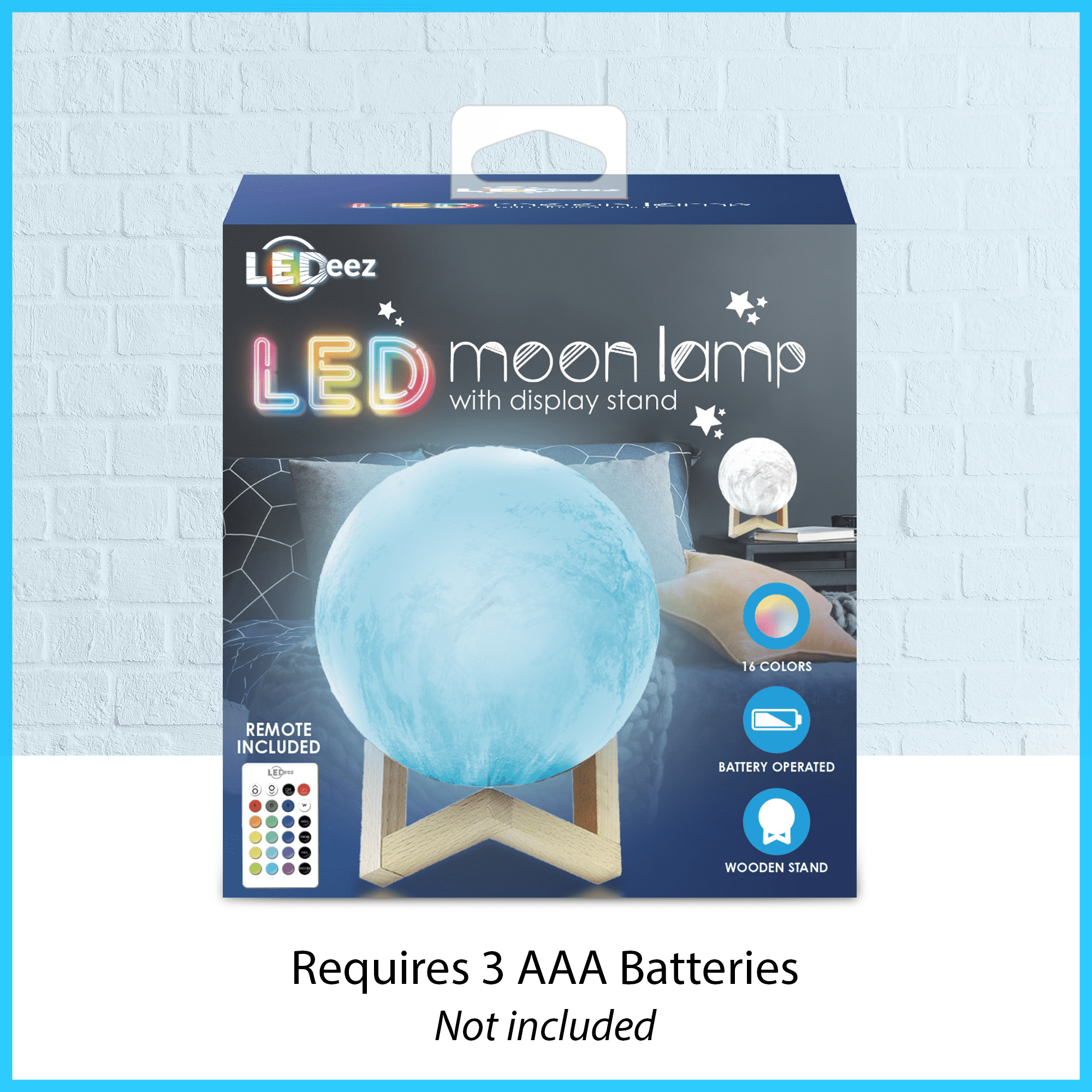 joy(プロフページ ティアブルー　ムーンライト Ledeez LED Moon Lamp with Wood Stand, Remote, 16 Colors, 4 Modes