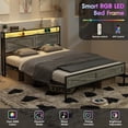 thumbnail image 5 of Veanerwood Queen Platform Bed Frame with Headboard, LED Lights and Power Strip, for Adult, 5 of 7