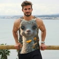 thumbnail image 6 of Uemuo Adorable Llama In Flowers Pattern Men's Muscle Shirts Sleeveless Dry Fit Gym Workout Tank Top Lightweight Sports Tank Top Beach Tank Top, Loose-fit Sleeveless Shirt-XX-Large, 6 of 7
