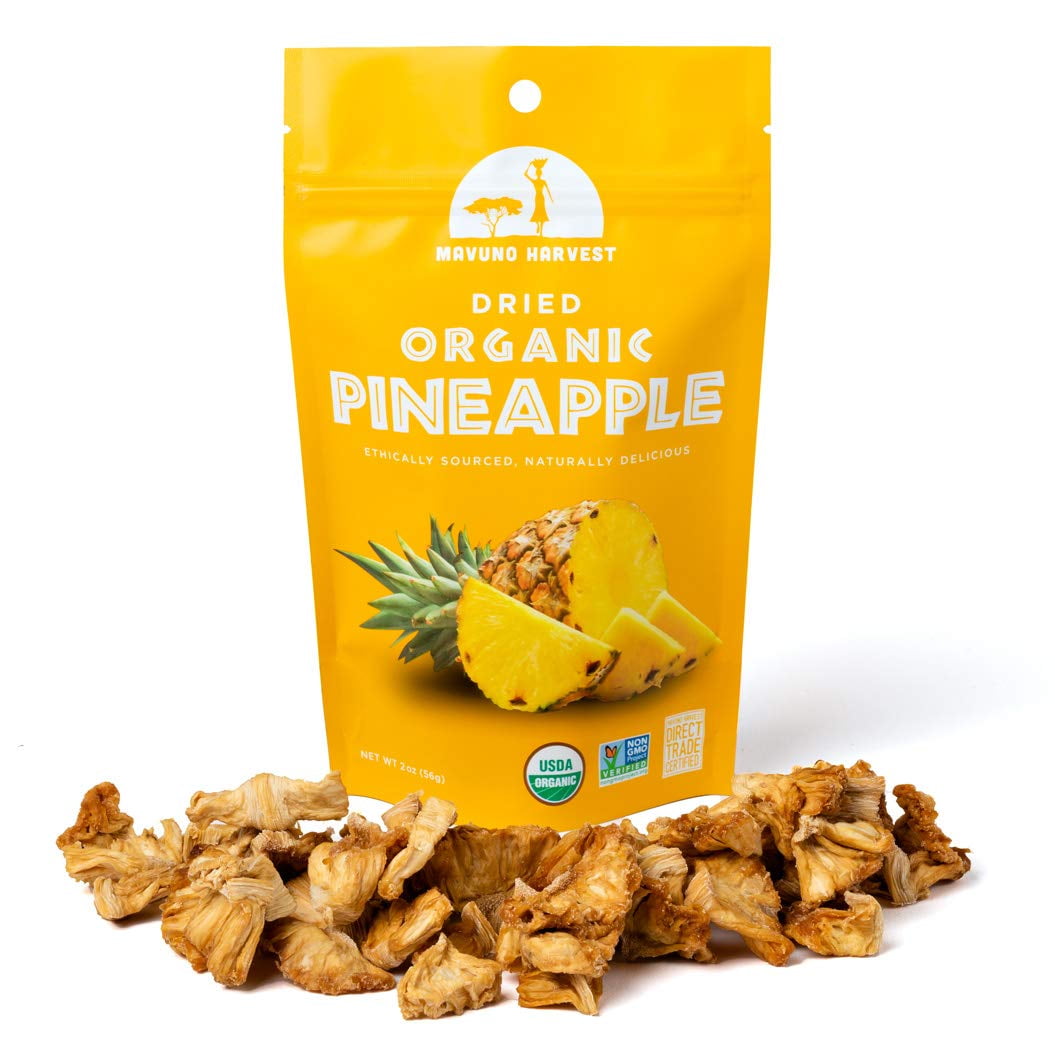 Mavuno Harvest Direct Trade Organic Dried Fruit, Pineapple, 2 Ounce, Pack of 6