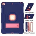 thumbnail image 6 of Dteck iPad 6th Generation Case with PET Screen Protector, Kids Case For iPad 5th Gen with Pencil Holder, Heavy Duty Rugged Dropproof Shockproof Case Kickstand Protective Cover, Navy+Rose, 6 of 8