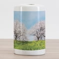 thumbnail image 2 of Floral Ceramic Toothbrush Holder, Japanese Spring Scenery Grass Wildflowers Cherry Trees Pink Blossoms Panorama, Versatile Countertop for Bathroom, 4.5" X 2.7", Aqua Pink Green, by Ambesonne, 2 of 4