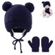 thumbnail image 1 of 1 Juego de gorro para bebé, gorro con orejeras de oso bonito, cálido para Otoño e Invierno, 1 of 8