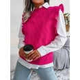 thumbnail image 4 of Women'S Ruffle Cute Sweater Vest Sleeveless Round Neck Summer Knit Pullover Tank Tops Rose Red L, 4 of 8