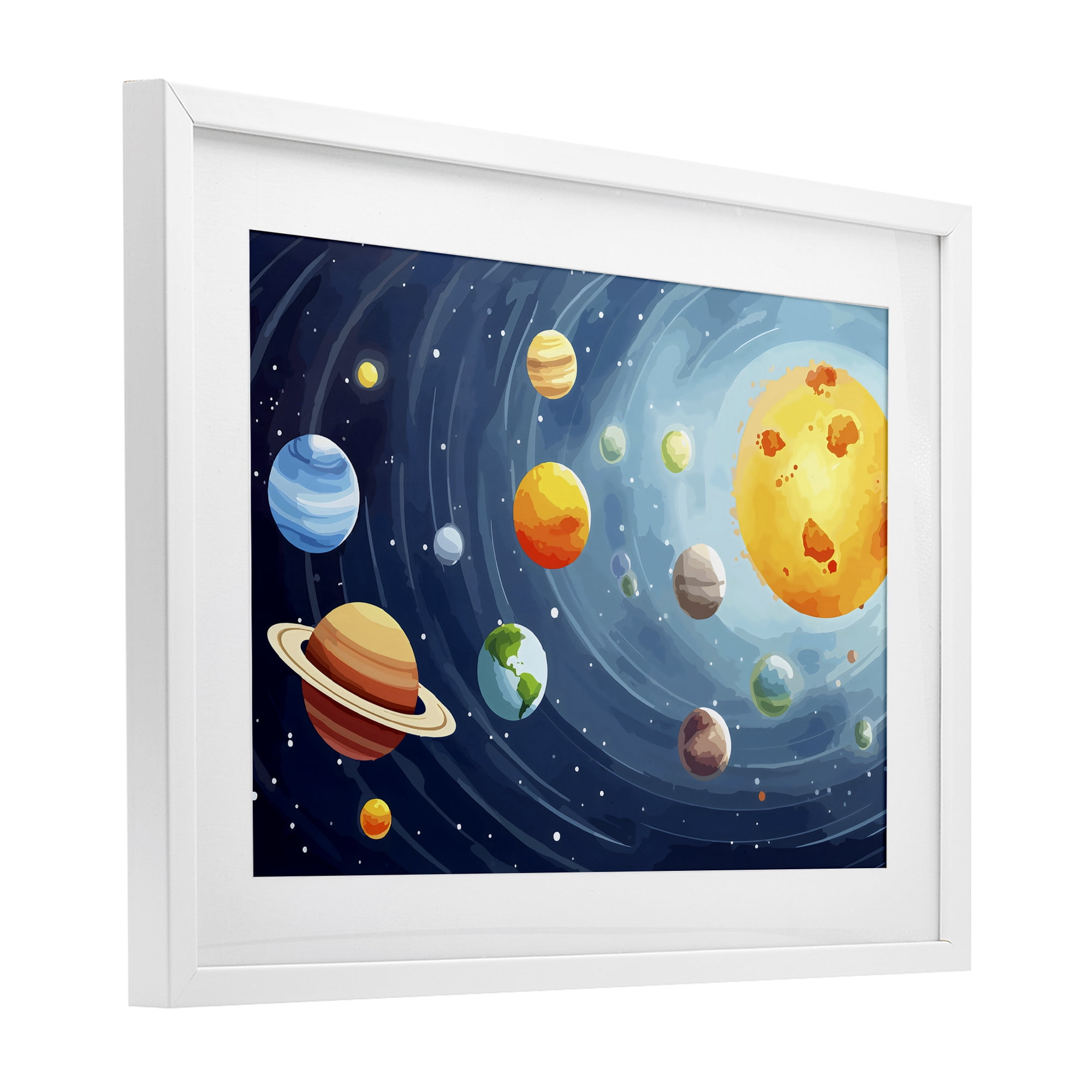 Stupell Industries Solar System Planets Orbit White Framed Print Under Glass, design by Creative Studio