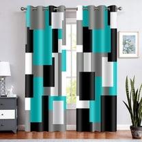 Abstract Geometric Curtains for Bedroom 42x84inch Modern Teal Black Blackout Curtains Insulated Room Darkening Window Drapes for Living Room 2 Panels