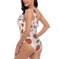 thumbnail image 4 of Gukieu Floral Strawberr Print One-shoulder Ruffled One-piece Swimsuit with Removable Chest Pads and Tummy-control Swimsuit for Women-Large, 4 of 6