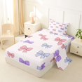 thumbnail image 2 of spefrowx Pastel Cartoon Bow Twin Sheets for Kids, Kawaii Princess Ribbon Bedding, 3pcs, 1 Flat Sheet, 1 Fitted Sheet and 1 Pillowcase, 2 of 6