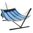 thumbnail image 1 of Gymax Ensemble de Chaise Hamac Balançoire Lit Suspendu avec Support en Acier Robuste Porte-Gobelet, 1 of 8