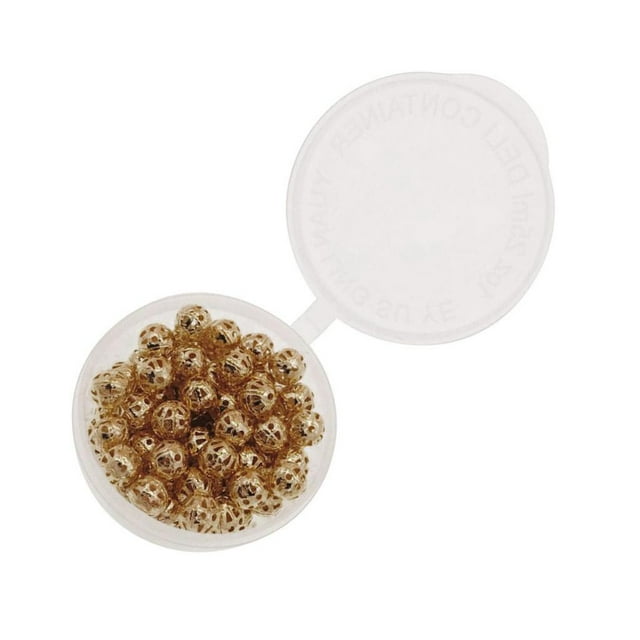 simhoa 280 Pcs Perles Rondes Plaquées Or en Filigrane 6mm Perles Creusées Charmes KC Or