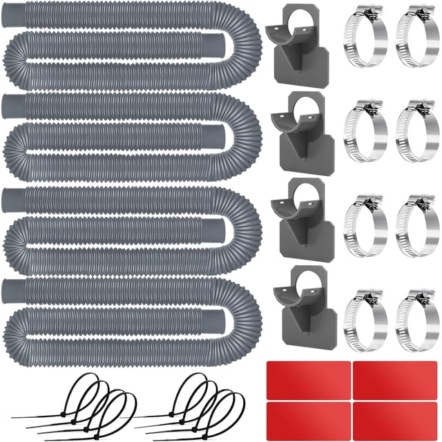 Replacement Pool Hoses for Above Ground Pools 1 1/4, 59" Long Above Ground Pool Hoses 4 Pcs, with 4 Grey Hose Holders, 4 * 3M Glue and 8* Cable Tie (Grey)