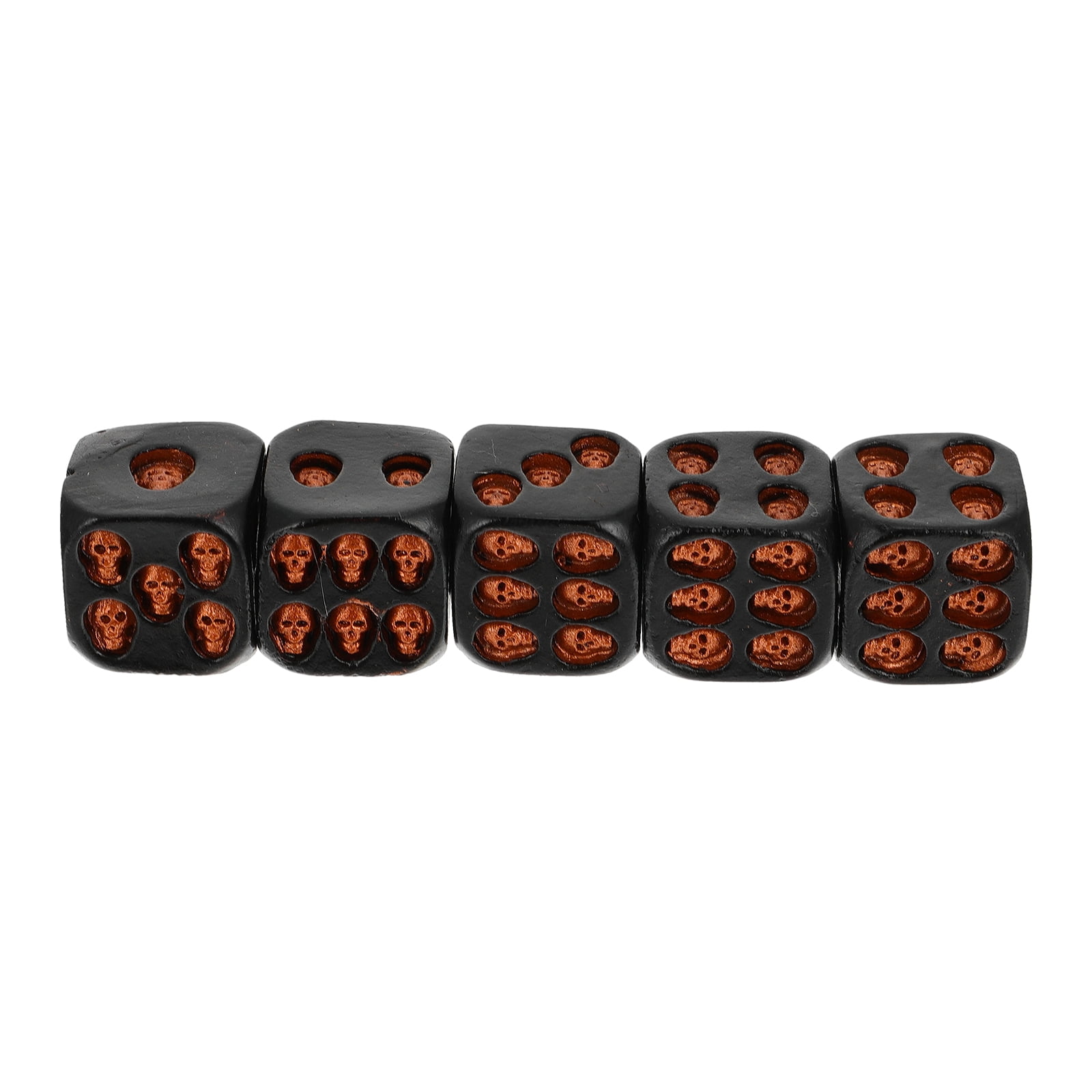 5 Pcs Decorative Black Resin 6-Sided Skull Dice Entertainment Role Playing Games 