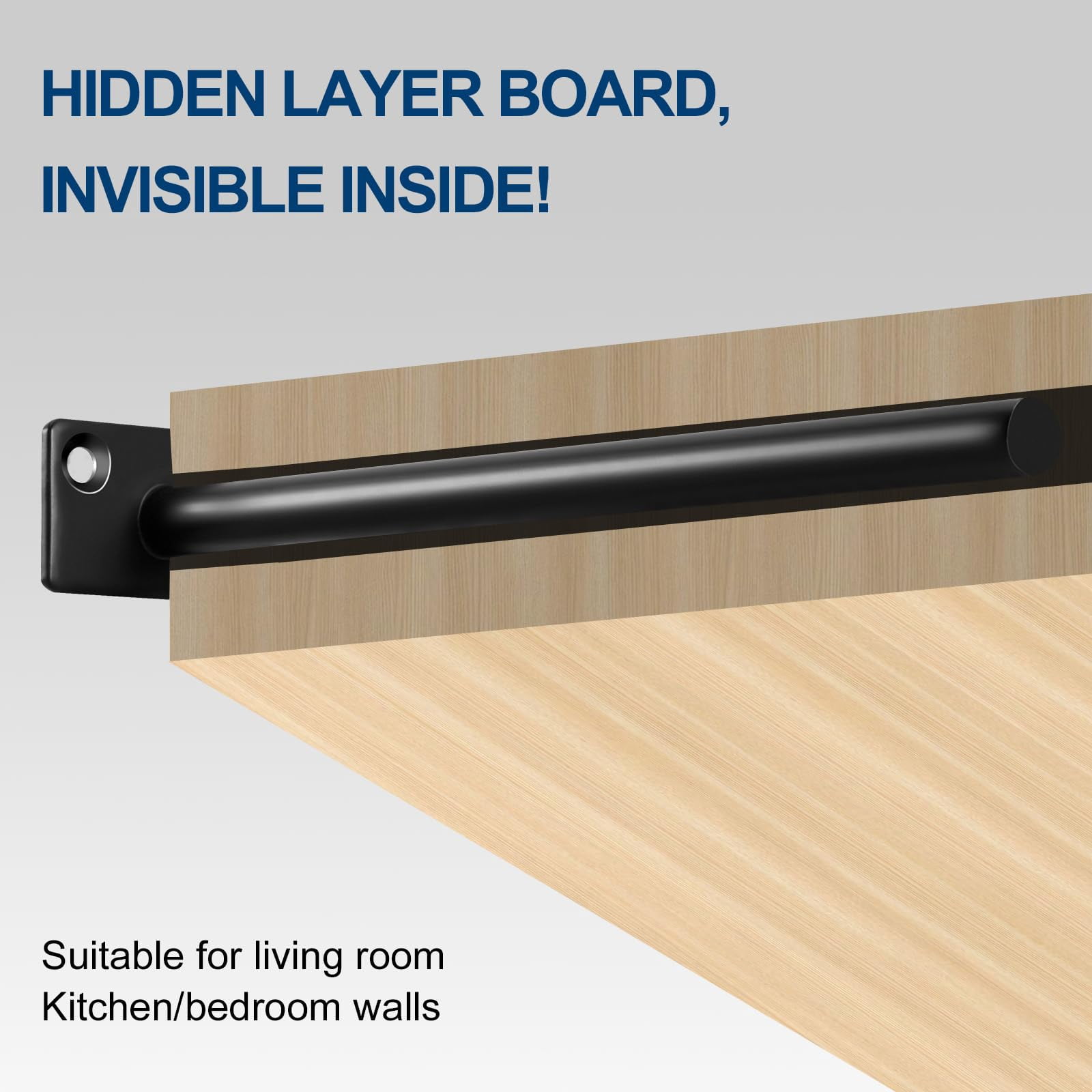 8 8" Black Solid Steel Floating Shelf Bracket Blind Supports - Brackets For Wood Shelves Concealed Support Screws And Wall Plugs Included