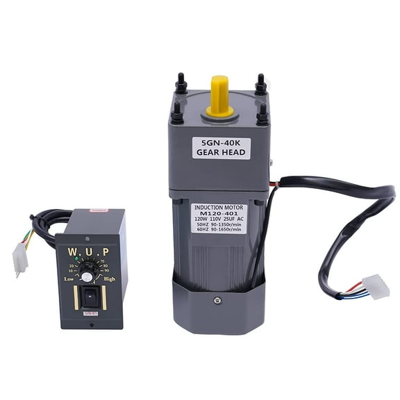 120W AC 110V Gear Motor Electric Single-Phase   Variable Speed Adjustable Controller 90-1650RPM, Reduction Ratio 1:40 (40K)