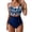 Blue, variant on One Piece Swimsuit for Women Tummy Control Slimming Bathing Suit Cutout Tie Knot Printed Swimwear