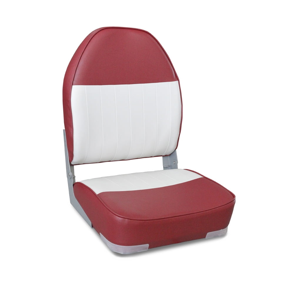 Leader Accessories New High Back Folding Boat Seat,White/Red