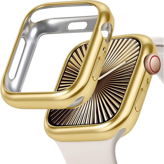 40mm Soft Flexible TPU Case Compatible for Apple Watch Series 6/5/4/SE Touchable Screen Lightweight Anti-Scratch All-Around Protector Thin Guard Shockproof Cover Shiny Bumper for iWatch, Gold
