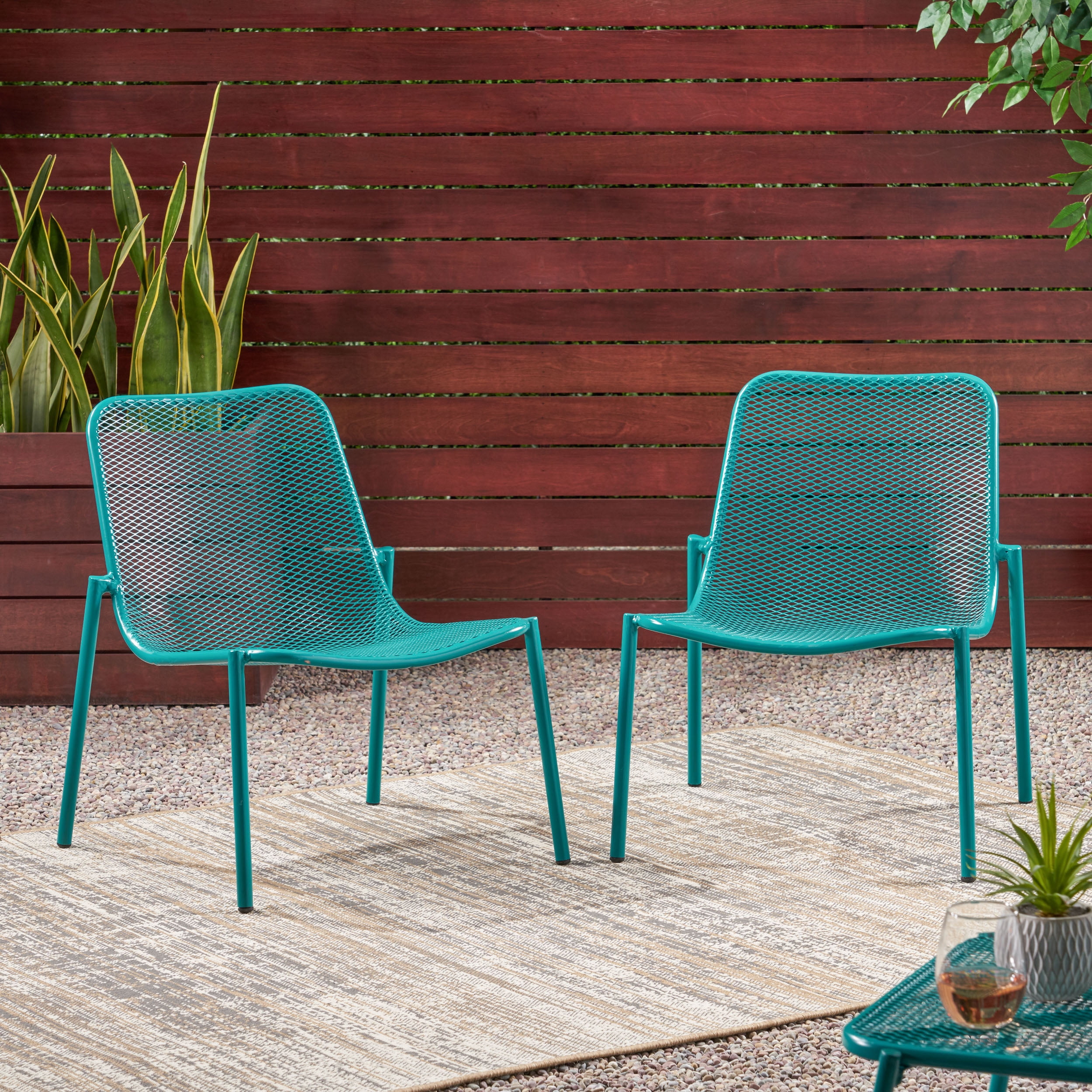 Outdoor Stackable Mesh Chair Set of 2, Portable Leisure Seats for Patio Garden, Taupe
