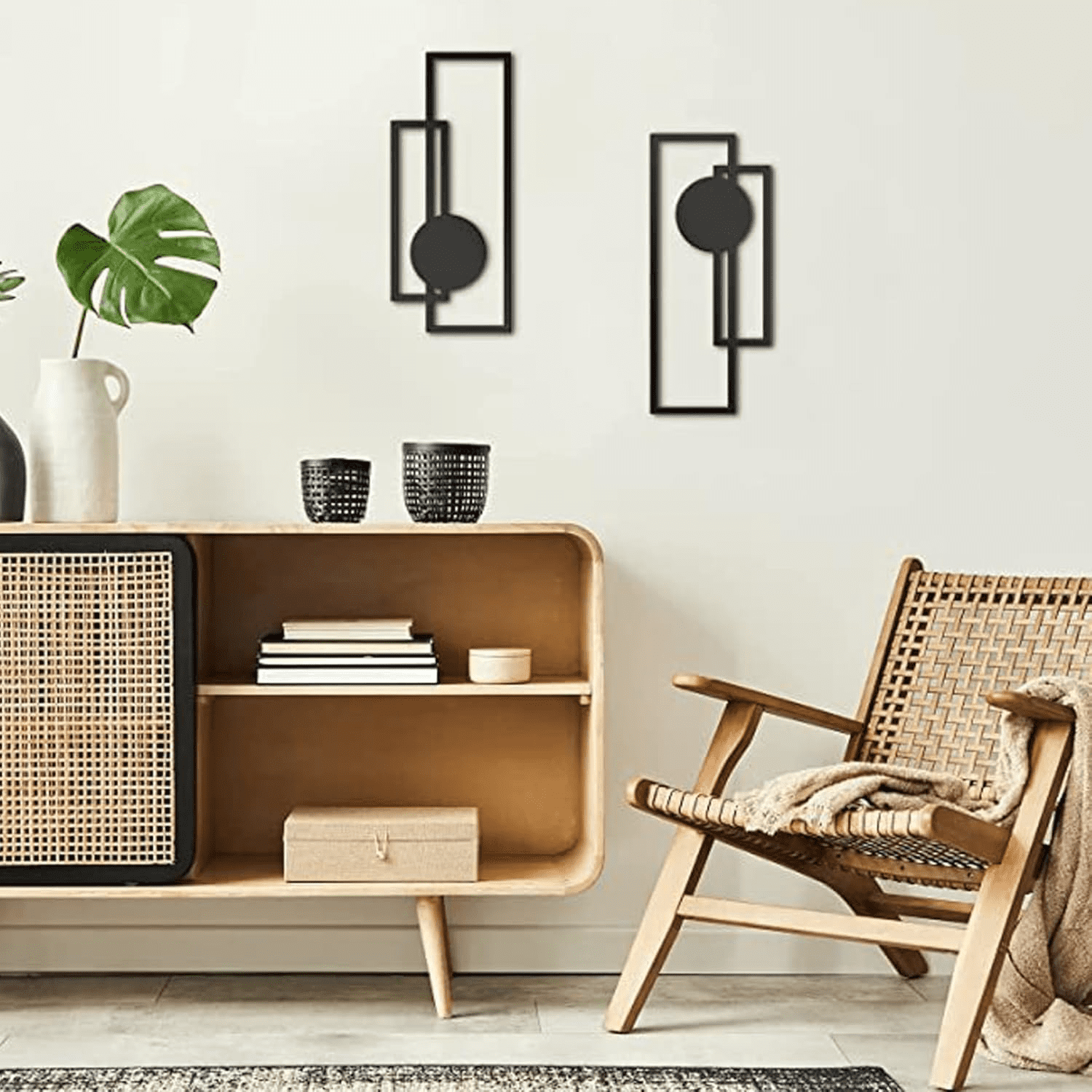 Wall Art Set Modern Minimalist Black and White Decor for Living Room Bedroom Office Halloween Gift