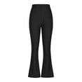 thumbnail image 5 of Bloomae Stretchy Jeans for Women High Waist Flare Jeggings Leggings with Back Pockets Loose Wide Leg Tummy Control Bootcut Bell Bottom Faux Denim Pants Black XL, 5 of 10