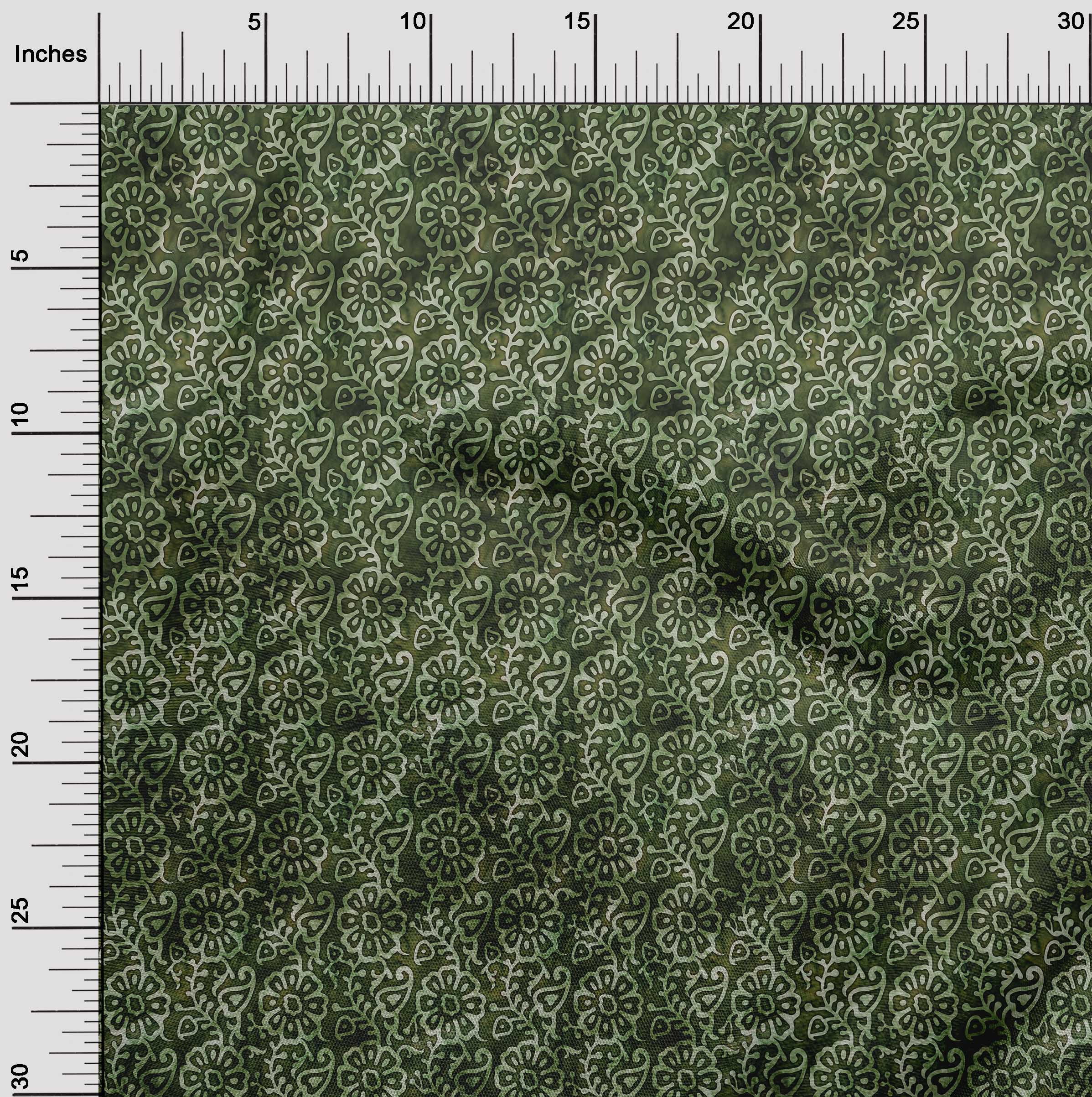 oneOone Silk Tabby Green Fabric Asian Batik Floral Diy Clothing Quilting Fabric Print Fabric By Yard 42 Inch Wide