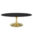 thumbnail image 1 of Coffee Table, Oval, Artificial Marble, Metal Steel, Gold Black, Modern Contemporary Urban Design, Living Lounge Room Hotel Lobby Hospitality, 1 of 6