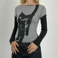 thumbnail image 2 of Telankuip Y2k Loose Fit Pullover Tshirts Crew Neck Long Sleeve Two Piece Harajuku Printed Punk Tees Casual Soft Comfortable Rock Emo Grunge Fall Going out Tops Grey S, 2 of 6