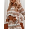 thumbnail image 4 of Txlixc Traje de 2 piezas para mujeres con mangas tejidas con cuello redondo hueco Txlixc moda, 4 of 8
