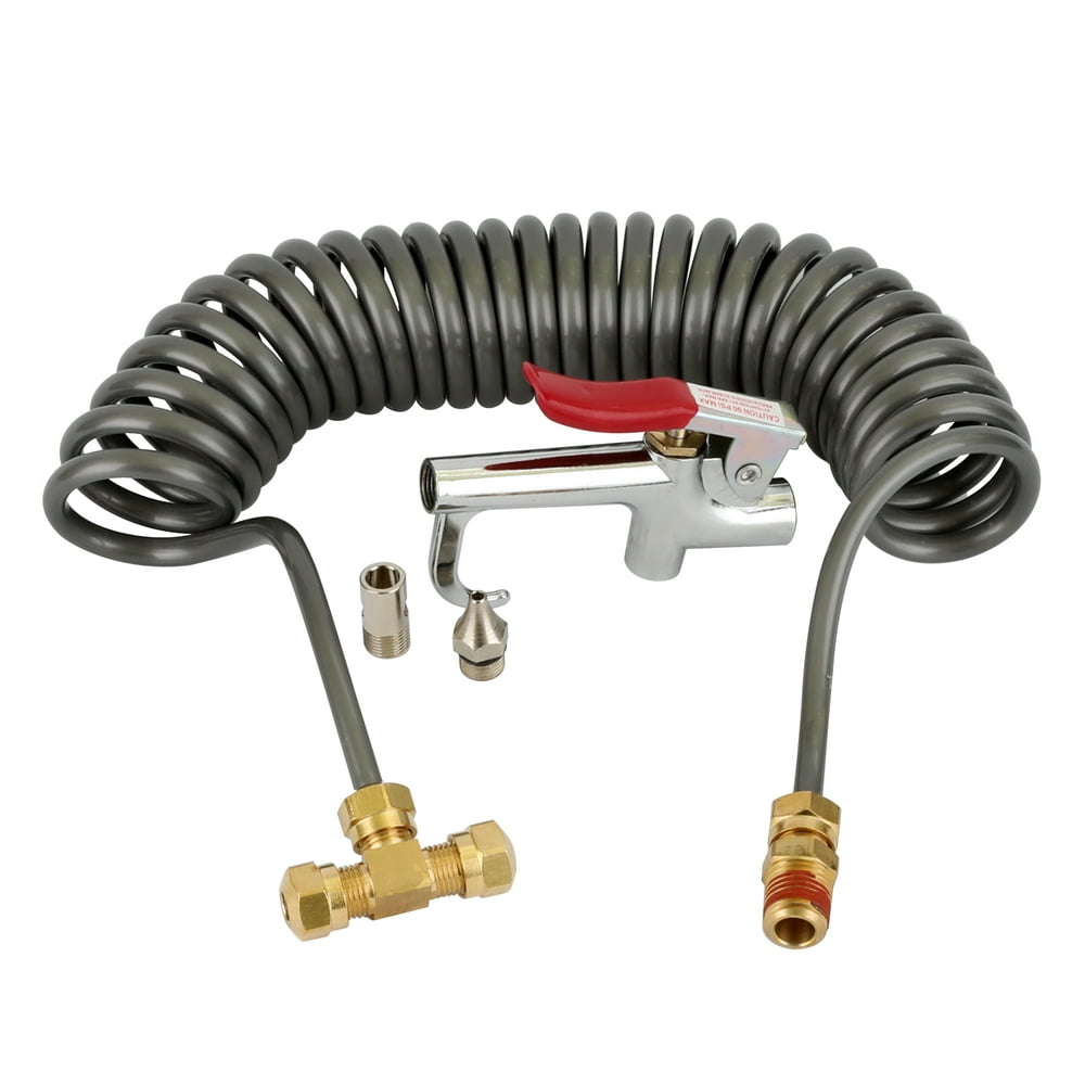 Heavy Duty Air Seat Blow Gun Kit for Truck, 1/4 Inch × 11.5 Feet PU Coil Hose