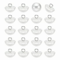 20pcs 18L Round Faux Pearl Buttons 11.5mm 4/8" Half Ball Dome Metal Shank Sewing Buttons Replacement DIY Small Button for Clothing Bridal Wedding Dress DIY Crafts, Bright White