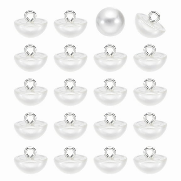 20pcs 18L Round Faux Pearl Buttons 11.5mm 4/8" Half Ball Dome Metal Shank Sewing Buttons Replacement DIY Small Button for Clothing Bridal Wedding Dress DIY Crafts, Bright White