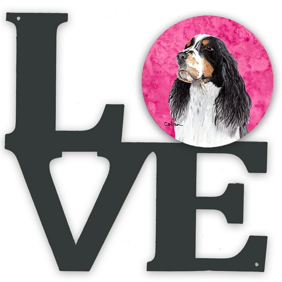 Carolines Treasures SC9134PKWALV Pink Springer Spaniel Metal Wall Artwork LOVE 12X12 multicolor