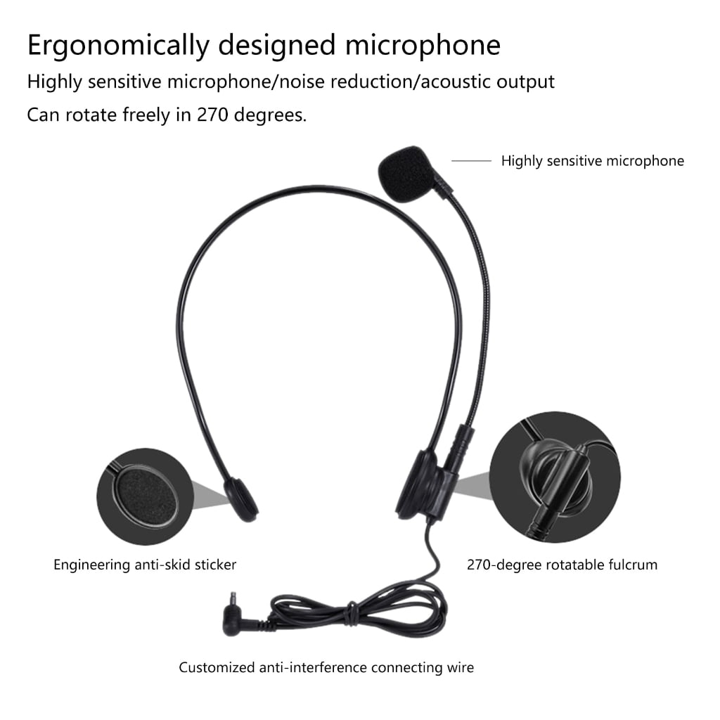 Voice Amplifier With Microphone Headset Voice Amplifier 2200mAh Rechargeable