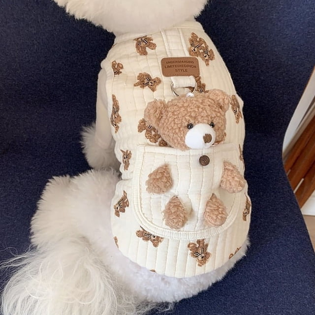 Ropa para perros, ropa acolchada de algodón, tracción para gatos, cachorros pequeños, osito de peluche, ropa de otoño e invierno.