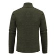thumbnail image 5 of Men's Loose Casual Knit Stand Collar Zipper Pullover Long Sleeve Shirt for Fall Winter Daily Wear Christmas Gift,Army Green,L, 5 of 5