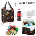 thumbnail image 3 of 5 Pack Foldable Shopping Bag,Black Halloween Pumpkin Faces Reusable Grocery Bags with Pockets,Large Reusable Tote Bags with Handles Waterproof & Lightweight, 3 of 6