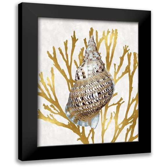 Kelly, Caroline 12x14 Black Modern Framed Museum Art Print Titled - Shell Coral Gold I