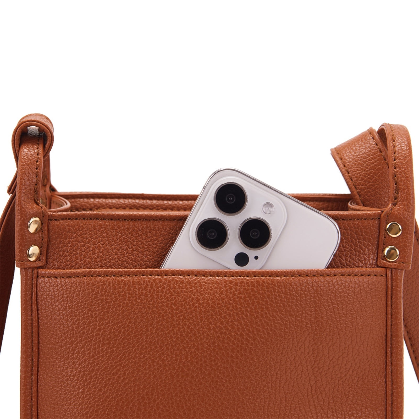 Fnyoxu Women's Full Grain Leather Crossbody Purse with Built-in RFID Wallet - Lightweight Large Capacity Bag with Keychain & Adjustable Strap, 6.3x2.8x8.1in