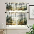 thumbnail image 3 of Forest Kitchen Valance Curtain, Watercolor Style Nature Woodland Green Forest Mountain Plant Pattern Window Treatment Rod Pocket Drapes for Bedroom Office Living Room Cafe Decor 54x18inch, 3 of 5