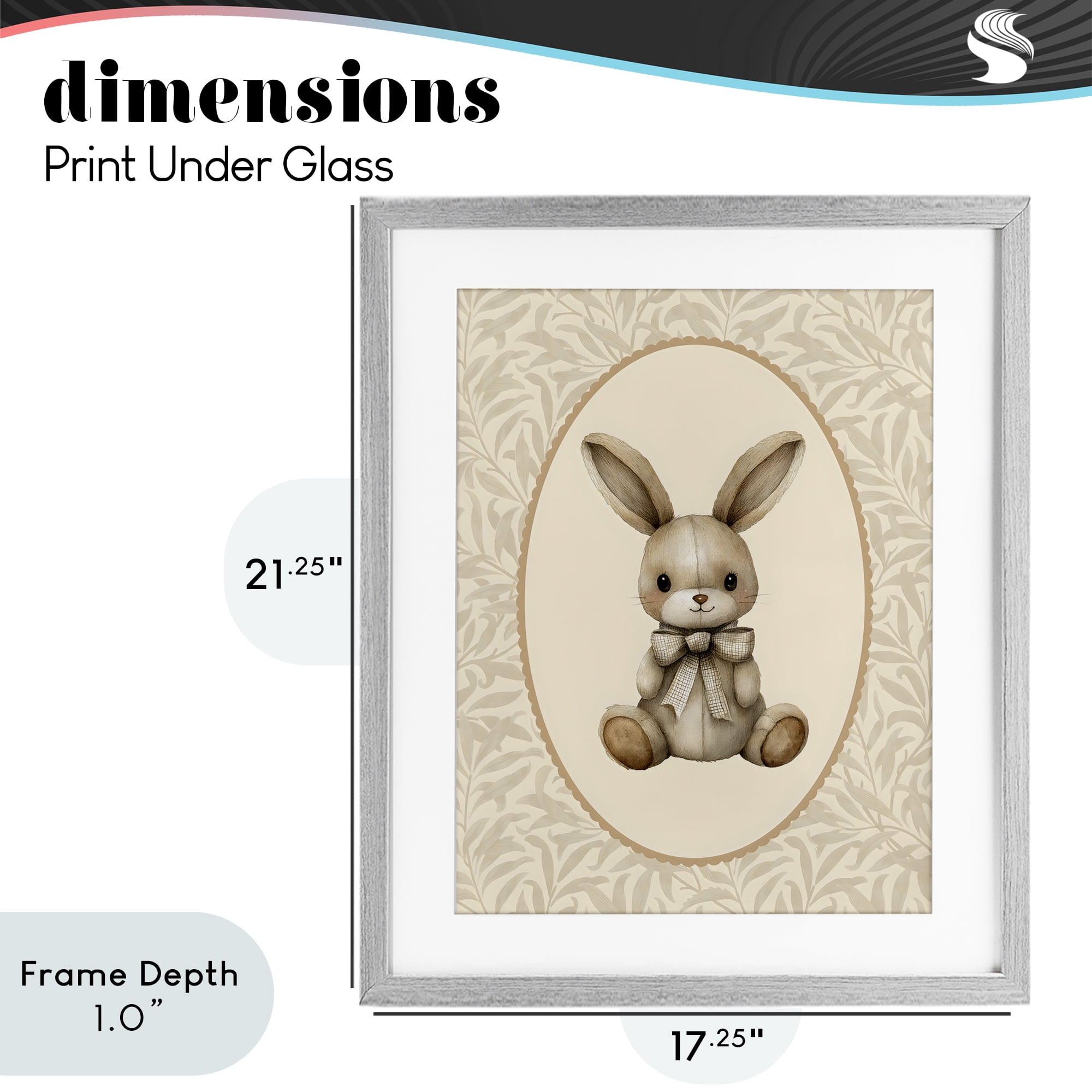 Stupell Industries Neutral Bunny in Oval Border Gray Framed Print Under Glass, design by LSR Design Studio