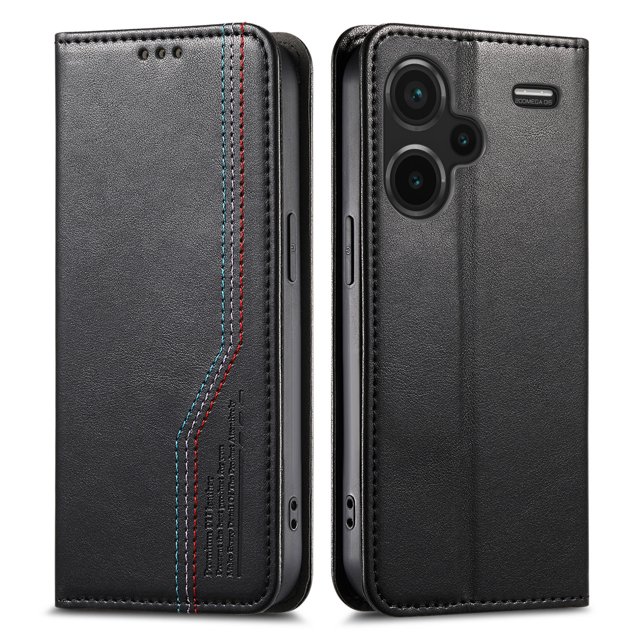 FOXDOCK Wallet Case for Xiaomi Redmi Note 13 Pro Plus , PU Leather Flip Cover with Elastic Anti-Slip Hand Strap, Card Slots