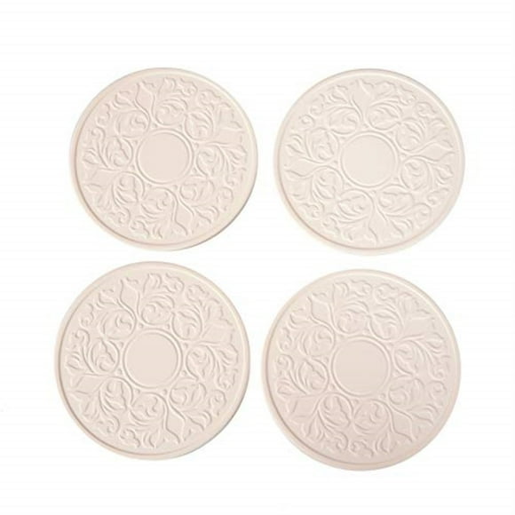 CoasterStone Absorbent Stone Coasters, “Victorian Lace Set of 4, White