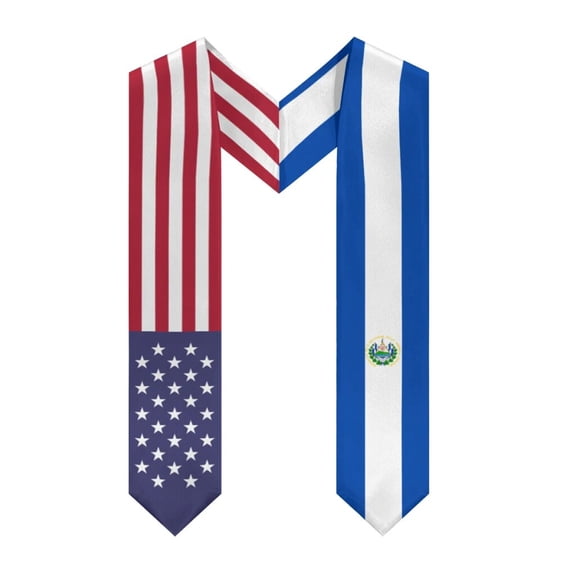 More design Graduation shawl El Salvador & United States Flag Stole Sash Honor Study Aboard International Students