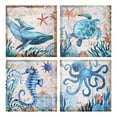 thumbnail image 4 of American Art Decor 4 Piece Teal & Green Beach Theme Canvas Wall Art Set - Home Decor Print for Living Room, Bedroom, Bathroom, & Guest Room (Monterey Bay, 16"x16"), 4 of 9