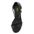 thumbnail image 3 of FSJ Women Classic Round Open Toe Ankle Strap Sandals Chunky Block Heel Single Band Pumps Comfortable Wedding Guest Dress Shoes Size 8 Black, 3 of 4