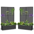 thumbnail image 6 of FOOWIN 71" H Metal Planter with Trellis and Wheels, Outdoor Raised Garden Bed for Climbing Plants, Trellis Planter Box with Drainage Hole, Black, 6 of 10